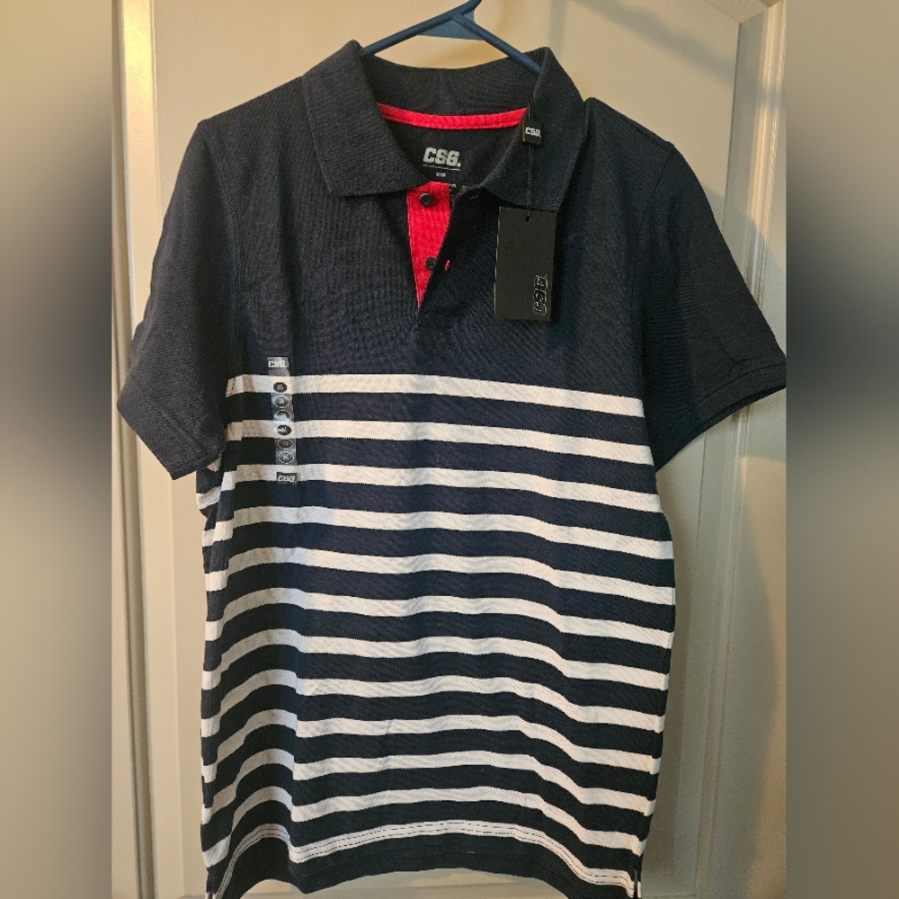 Men's Navy Striped Polo Shirt